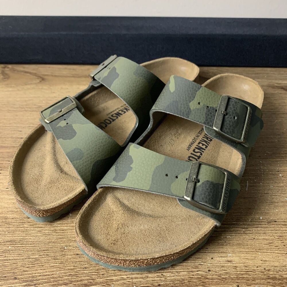 Birkenstock Sandals Womens 40 US 9 Green Camo Slide Preppy Camping Germany